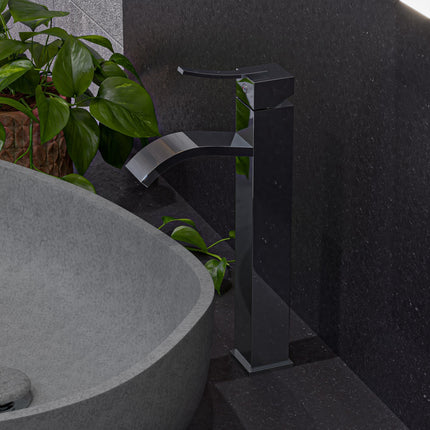ALFI brand AB1158-PC Tall Polished Chrome Tall Square Body Curved Spout Single Lever Bathroom Faucet ALFI brand