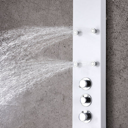 ANZZI Donna 60 in. 6-Jetted Full Body Shower Panel with Heavy Rain Shower and Spray Wand in White SP-AZ028 Anzzi