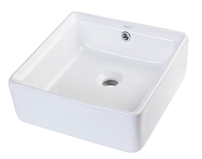 EAGO BA130 15" SQUARE CERAMIC ABOVE MOUNT BATHROOM BASIN VESSEL SINK EAGO