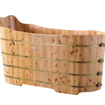 ALFI brand AB1103 59" Free Standing Cedar Wood Bathtub with Bench ALFI brand