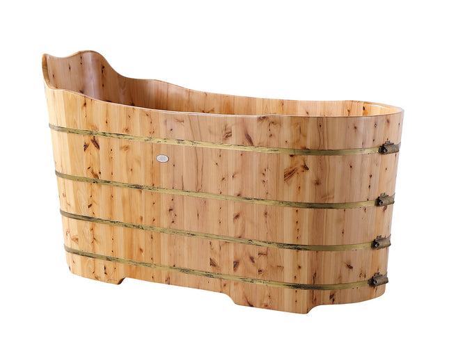 ALFI brand AB1103 59" Free Standing Cedar Wood Bathtub with Bench ALFI brand