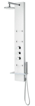 ANZZI Donna 60 in. 6-Jetted Full Body Shower Panel with Heavy Rain Shower and Spray Wand in White SP-AZ028 Anzzi