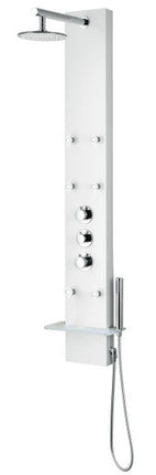 ANZZI Donna 60 in. 6-Jetted Full Body Shower Panel with Heavy Rain Shower and Spray Wand in White SP-AZ028 Anzzi