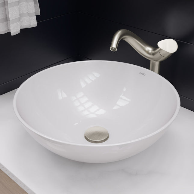 EAGO BA351 18" ROUND CERAMIC ABOVE MOUNT BATHROOM BASIN VESSEL SINK EAGO