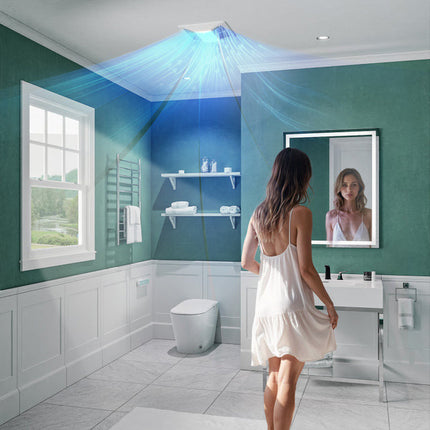 Fields Series 150 CFM Ceiling Mount Bathroom Exhaust Fan with Brilliant LED Light, Motion Sensor, Humidity Sensor Anzzi