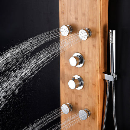 ANZZI Crane 52 in. Full Body Shower Panel with Heavy Rain Shower and Spray Wand in Natural Bamboo SP-AZ061 Anzzi