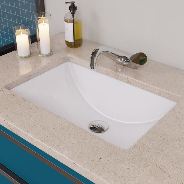 EAGO BC227 White Ceramic 22"x15" Undermount Rectangular Bathroom Sink EAGO
