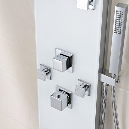 ANZZI Rhaus 60 in. 6-Jetted Full Body Shower Panel with Heavy Rain Shower and Spray Wand in White SP-AZ029 Anzzi
