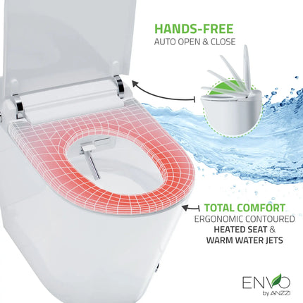 ENVO Echo Elongated 1.28 GPF Smart Bidet Toilet with Auto Open Close, Auto Flush, and Heated Seat TL-STFF950WH Anzzi