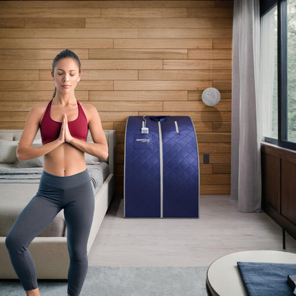 SteamSpa Portable 1-Person Infrared Home Sauna with Digital Control, Blue SteamSpa