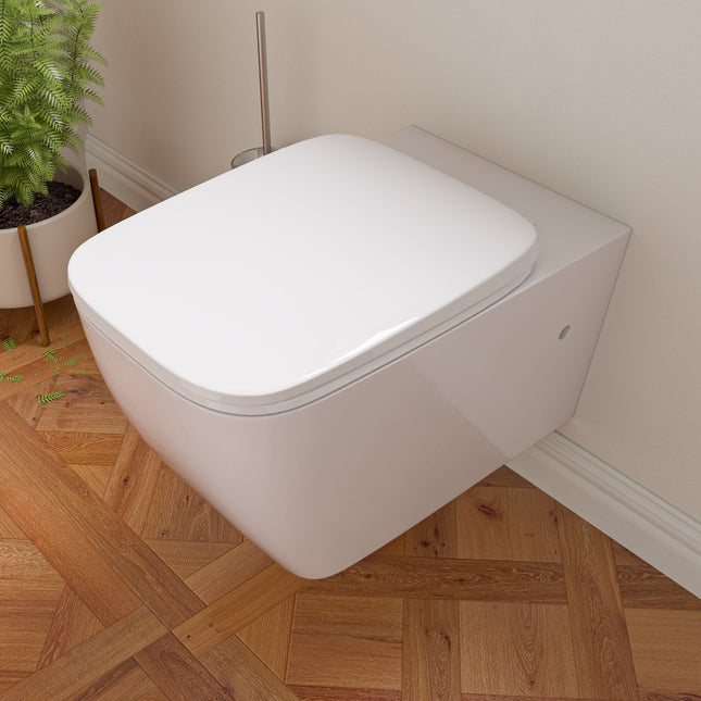 EAGO WD390 White Modern Ceramic Wall Mounted Toilet Bowl EAGO