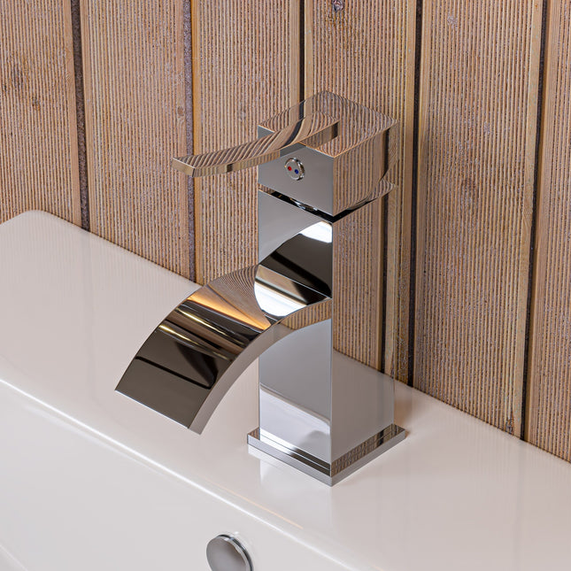 ALFI brand AB1258-PC Polished Chrome Square Body Curved Spout Single Lever Bathroom Faucet ALFI brand