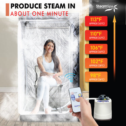 SteamSpa Portable 1-Person Home Steam Sauna with Digital Control, Black SteamSpa
