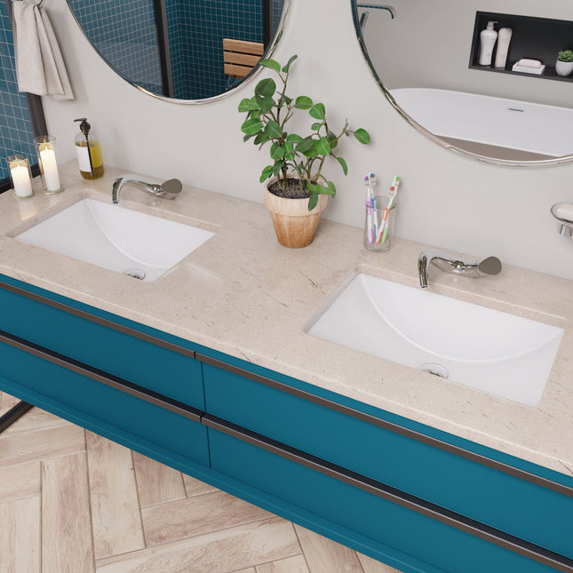 EAGO BC227 White Ceramic 22"x15" Undermount Rectangular Bathroom Sink EAGO