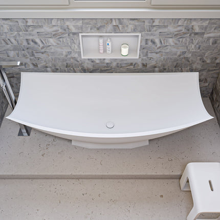 ALFI Brand AB9992 White Matte 71" Solid Surface Resin Free Standing Hammock Style Bathtub Alfi Brand