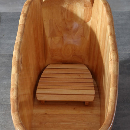 ALFI brand AB1187 57" Free Standing Rubber Wooden Soaking Bathtub with Headrest ALFI brand