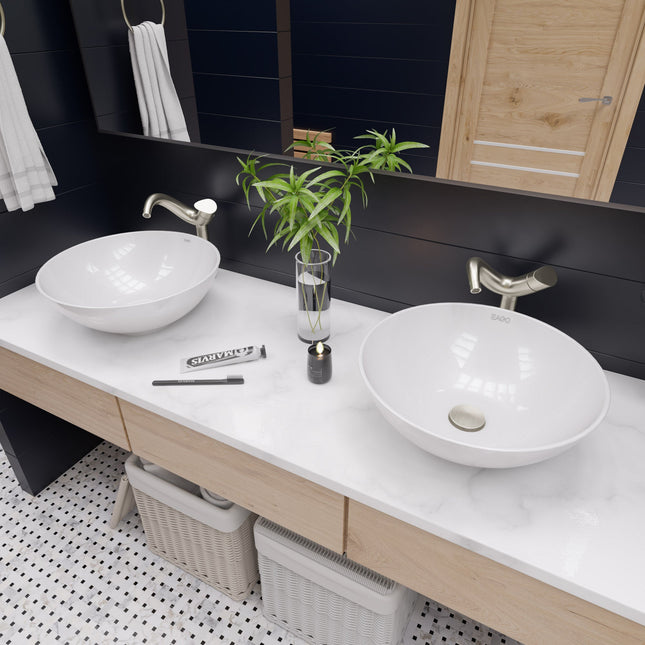 EAGO BA351 18" ROUND CERAMIC ABOVE MOUNT BATHROOM BASIN VESSEL SINK EAGO