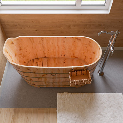 ALFI brand AB1103 59" Free Standing Cedar Wood Bathtub with Bench ALFI brand