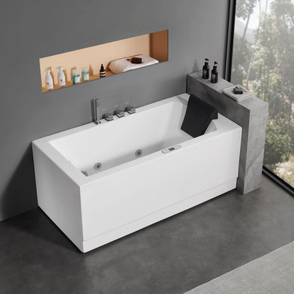 EAGO AM154ETL-L5 5 ft Acrylic White Rectangular Whirlpool Bathtub w Fixtures