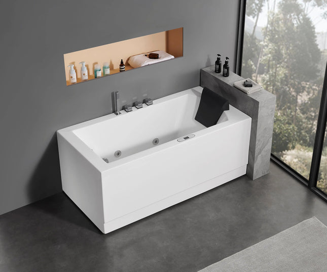 EAGO AM154ETL-L5 5 ft Acrylic White Rectangular Whirlpool Bathtub w Fixtures