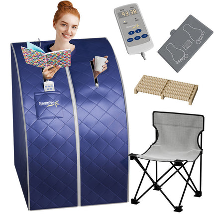 SteamSpa Portable 1-Person Infrared Home Sauna with Digital Control, Blue SteamSpa