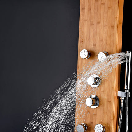 ANZZI Crane 52 in. Full Body Shower Panel with Heavy Rain Shower and Spray Wand in Natural Bamboo SP-AZ061 Anzzi