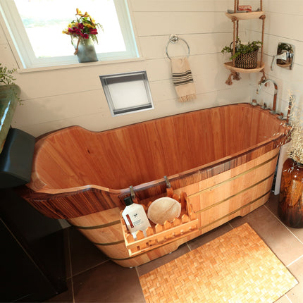 ALFI brand AB1148 59" Free Standing Wooden Bathtub with Chrome Tub Filler ALFI brand