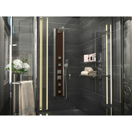 ANZZI Monsoon 57" 4-Jetted Full Body Shower Panel with Heavy Rain Shower And Spray Wand In Mahogany Style Deco-Glass - SP-AZ012 Anzzi