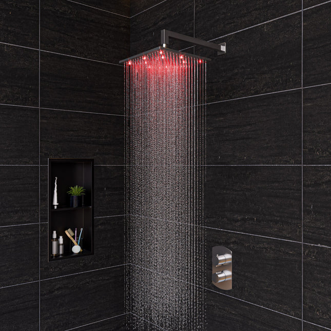 ALFI brand LED12S-BN Brushed Nickel 12" Square Multi Color LED Rain Shower Head Alfi Brand