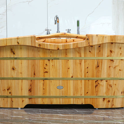 ALFI brand AB1136 61" Free Standing Cedar Wooden Bathtub with Chrome Tub Filler ALFI brand