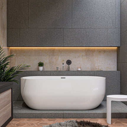 ALFI brand AB8839 67 inch White Oval Acrylic Free Standing Soaking Bathtub Alfi Brand
