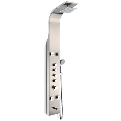 ANZZI Echo 63.5 in. 4-Jetted Shower Panel with Heavy Rain Shower and Spray Wand in Brushed Steel SP-AZ022 Anzzi