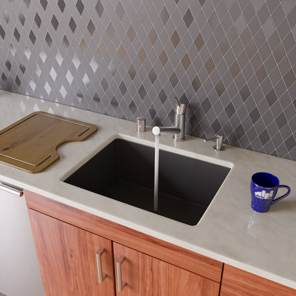 ALFI brand AB2420UM-BLA Black 24" Undermount Single Bowl Granite Composite Kitchen Sink Alfi Brand