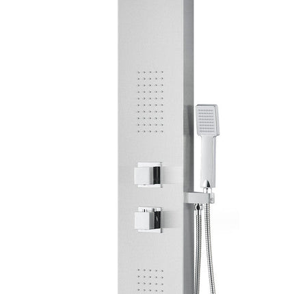 ANZZI Expanse 64 in. Full Body Shower Panel with Heavy Rain Shower and Spray Wand in Brushed Steel SP-AZ041 Anzzi