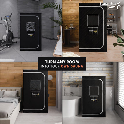 SteamSpa Portable 1-Person Home Steam Sauna with Digital Control, Black SteamSpa