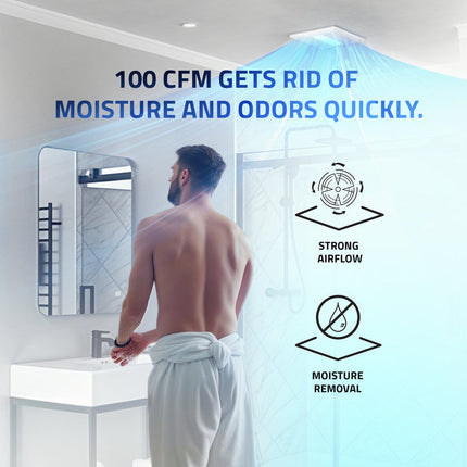 Twilight Series 100 CFM Ceiling Mount Bathroom Exhaust Fan with Brilliant LED Light, Humidity Sensor, Night Light Anzzi