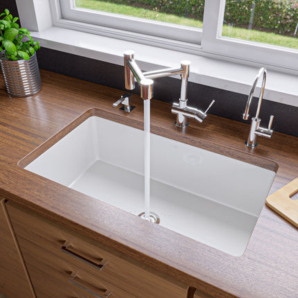 ALFI brand AB2038-PSS Modern Solid Stainless Steel Retractable Kitchen Faucet