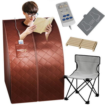 SteamSpa Portable 1-Person Infrared Home Sauna with Digital Control, Brown SteamSpa