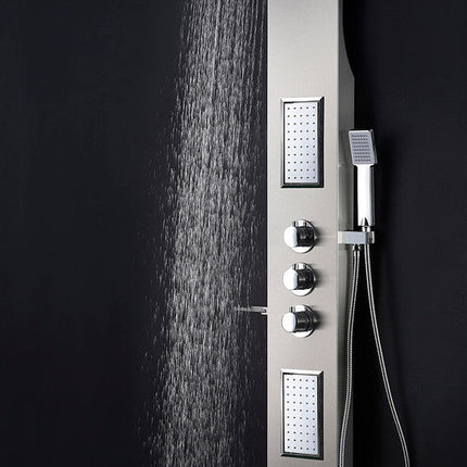 ANZZI Field 58 in. Full Body Shower Panel with Heavy Rain Shower and Spray Wand in Brushed Steel SP-AZ042 Anzzi
