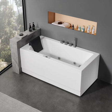EAGO AM154ETL-R5 5 ft Acrylic White Rectangular Whirlpool Bathtub w Fixtures