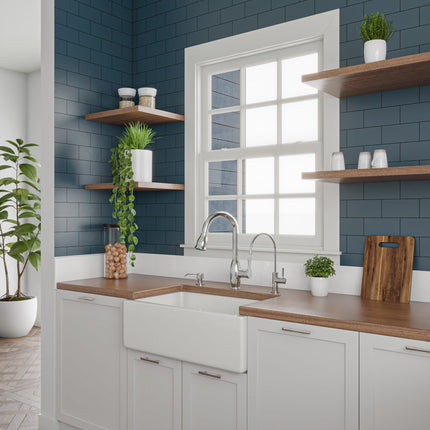 ALFI brand AB3018HS-W 30 inch White Reversible Smooth / Fluted Single Bowl Fireclay Farm Sink Alfi Brand