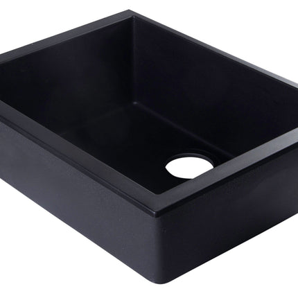 ALFI brand AB2420UM-BLA Black 24" Undermount Single Bowl Granite Composite Kitchen Sink Alfi Brand