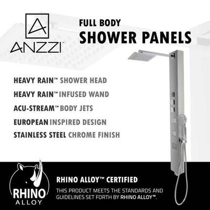 ANZZI Lann 53 in. 3-Jetted Full Body Shower Panel with Heavy Rain Showerhead and Spray Wand in Chrome SP-AZ015 Anzzi