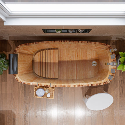 ALFI brand AB1148 59" Free Standing Wooden Bathtub with Chrome Tub Filler ALFI brand