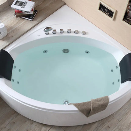 EAGO AM200  5' Rounded Modern Double Seat Corner Whirlpool Bath Tub with Fixtures