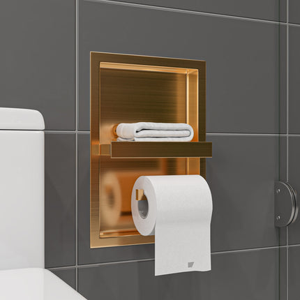 ALFI Brushed Gold PVD Stainless Steel Recessed Toilet Paper Holder Niche ABTPNP88-BG Alfi Brand