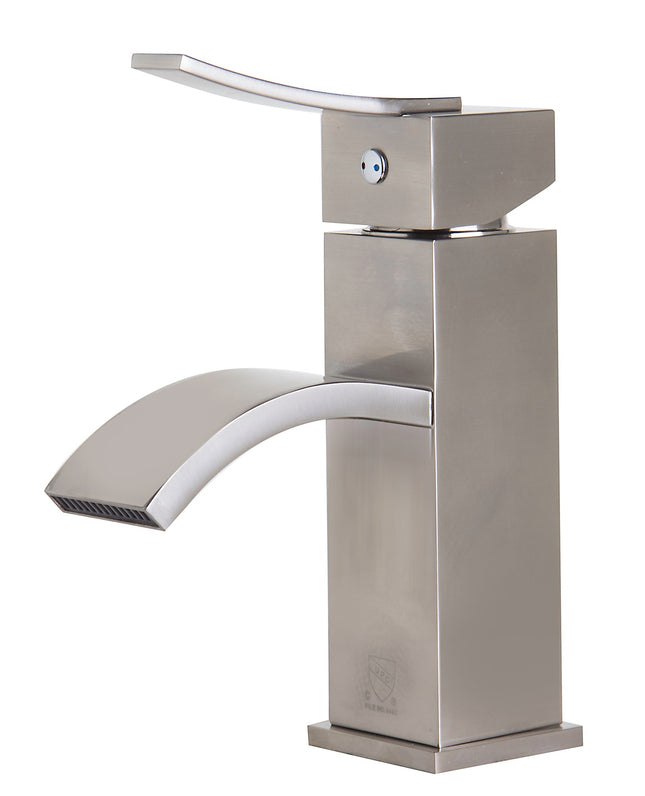 ALFI brand AB1258-BN Brushed Nickel Square Body Curved Spout Single Lever Bathroom Faucet ALFI brand