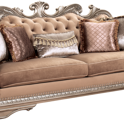 ACME 56930 Northville Sofa with 5 Pillows, Velvet & Antique Silver