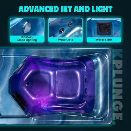KPLUNGE All-in-One Cold Plunge and Hot Tub with Built-in Chiller, Lights, and WiFi in Blue KPLUNGE