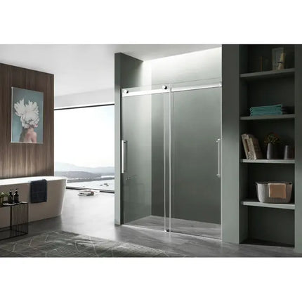 Anzzi 48 in. x 76 in. Frameless Sliding Shower Door with Handle in Chrome SD-FRLS05901CH Anzzi